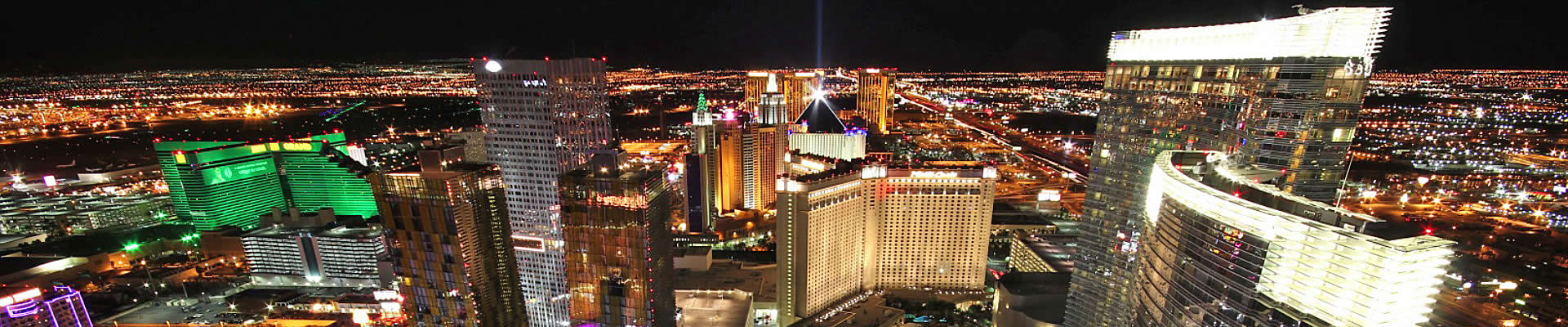 View of the Las Vegas Strip from a helicopter night flight